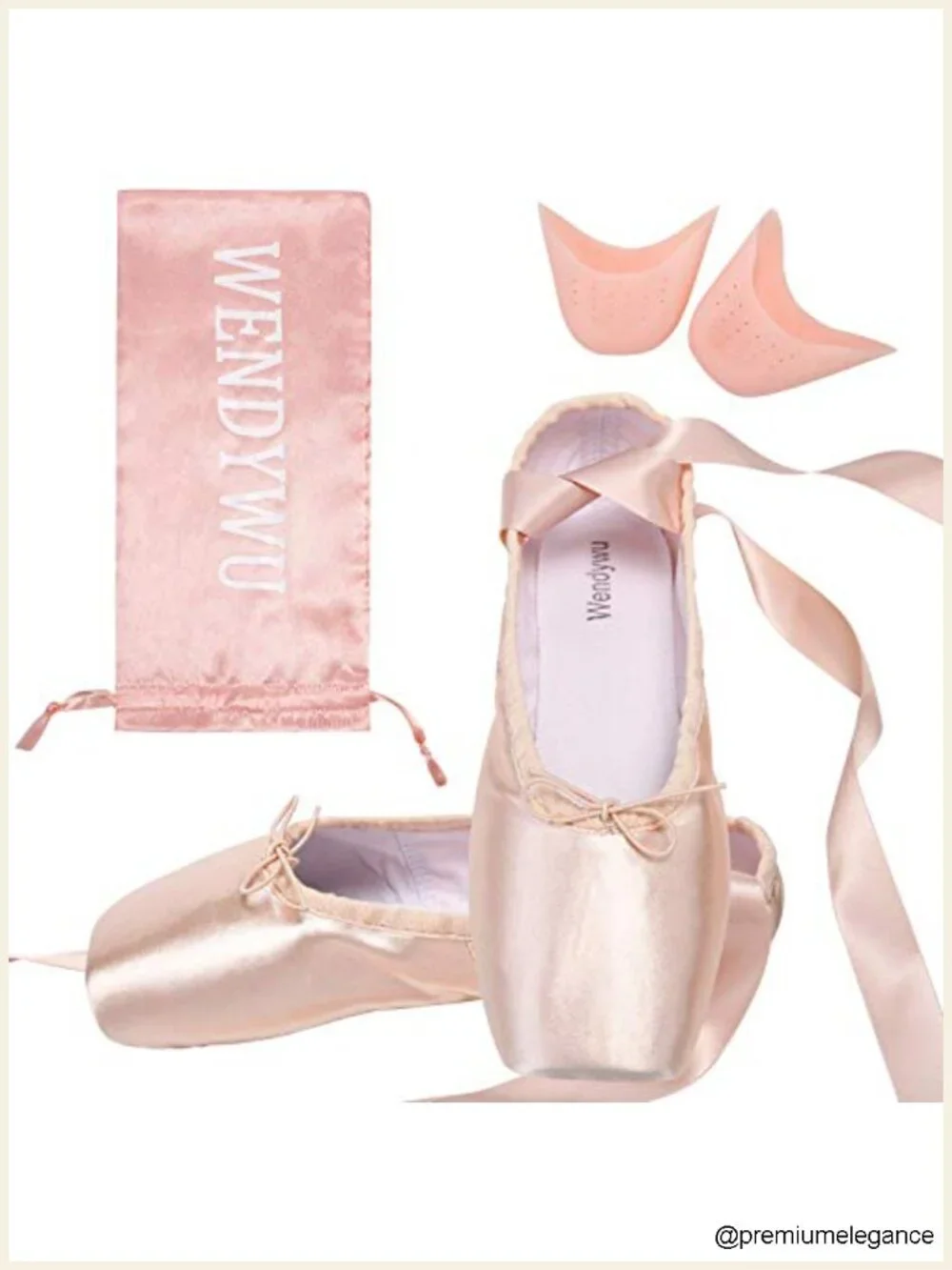 Ballet Pointe Slippers with Ribbons and Toe Pads